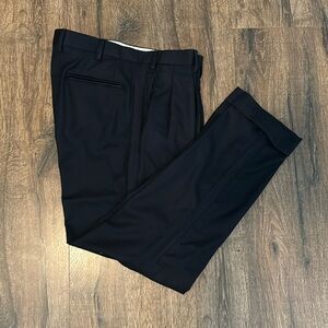 Men’s Brioni black Tuxedo pants dual pleated with cuffs wool and barathea stripe